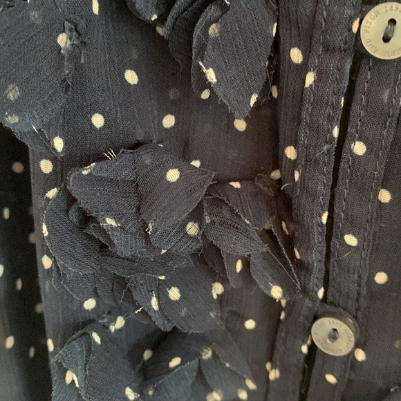 Abercrombie & Fitch Navy and White Polka Dot Top Medium - Picture 4 of 9